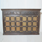 Indian Embossed Antique Brass work Solid wood 2 Door Sideboard Walnut 150cm